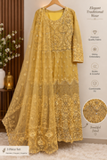 • HABIBIZ | Premium Embroidered Net Festive Maxi (Mustard Yellow)